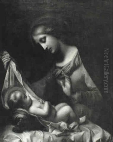 Madonna Adoring The Christ Child Oil Painting by Carlo Dolci