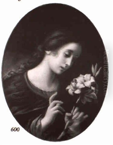 Portrait Of Maiden With A Lily Oil Painting by Carlo Dolci