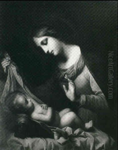 The Madonna Adoring The Infant Christ Oil Painting by Carlo Dolci