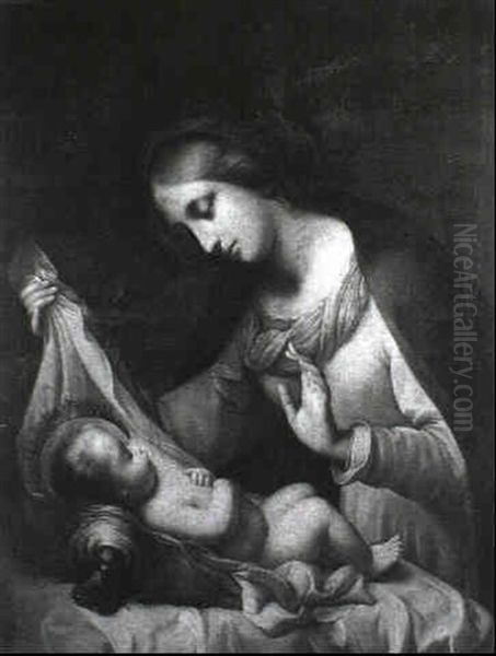 The Madonna Adoring The Christ Child Oil Painting by Carlo Dolci