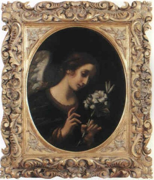 Angel Holding A Flower Oil Painting by Carlo Dolci