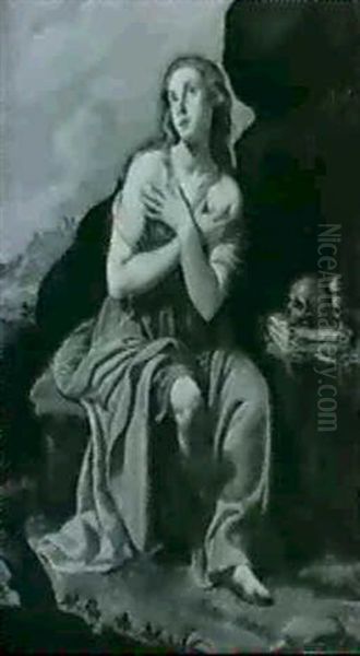 Die Bussende Hl. Maria Magdalena                            Vor Der Felsengrotte Oil Painting by Carlo Dolci