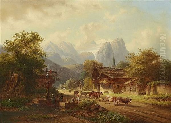 Partenkirchen Oil Painting by Anton Doll