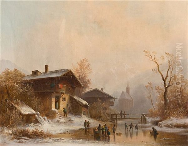 Das Eisvergnugen Oil Painting by Anton Doll