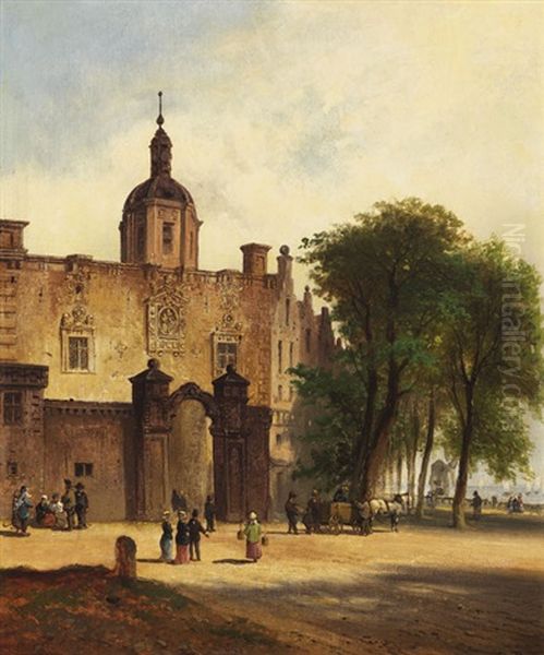 Ansicht Des Groothoofdspoort In Dordrecht Oil Painting by Anton Doll