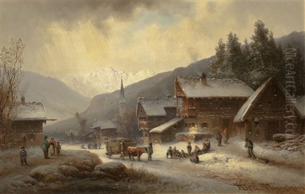 Motiv Aus Berchtesgaden Oil Painting by Anton Doll