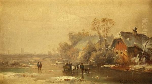 Winterlandschaft, Partie In Giesing Oil Painting by Anton Doll