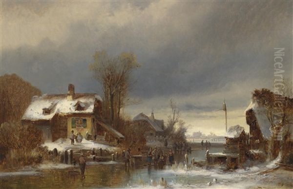 Wintervergnugen Oil Painting by Anton Doll