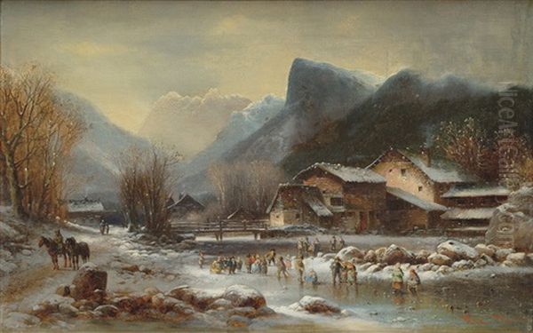 Muhle Am Brenner In Tirol Oil Painting by Anton Doll