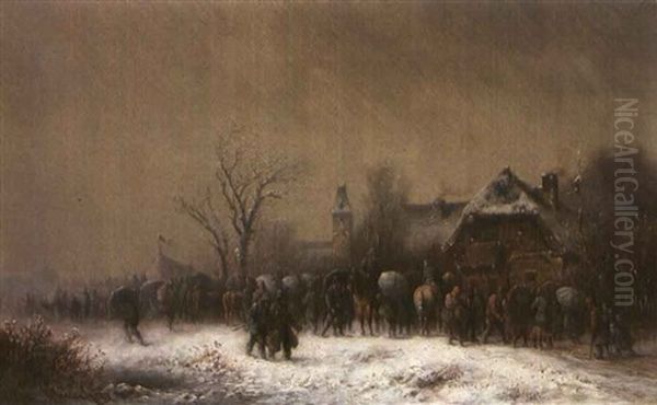 Winterszene Mit Figuren Oil Painting by Anton Doll