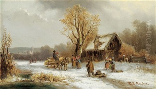 Wintervergnugen Oil Painting by Anton Doll