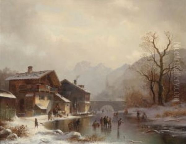 Eisvergnugen (ramsau?) Oil Painting by Anton Doll