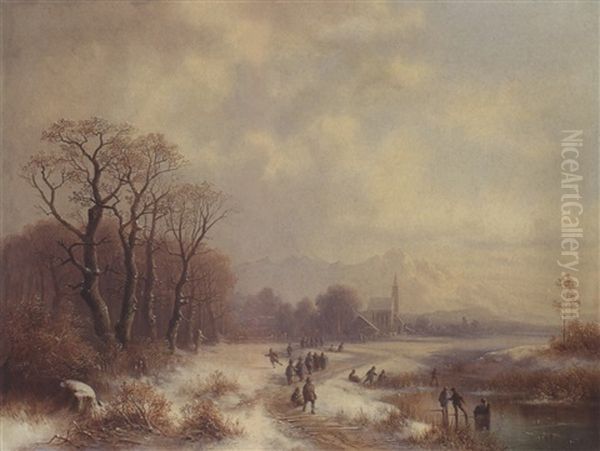 Winterliche Vorgebirgslandschaft Oil Painting by Anton Doll