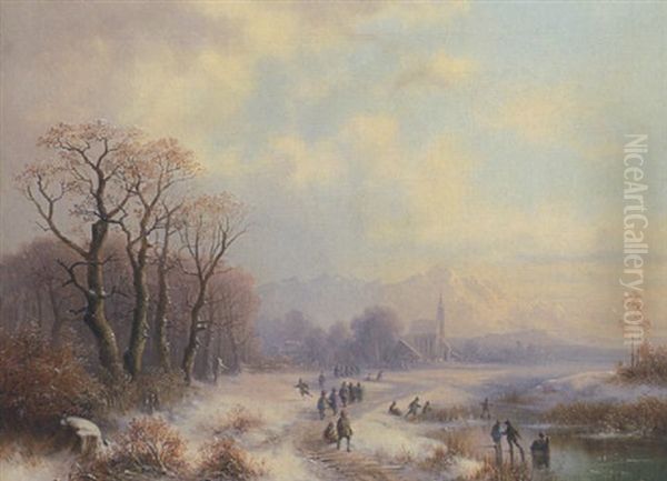 Winterliche Vorgebirgslandschaft Oil Painting by Anton Doll