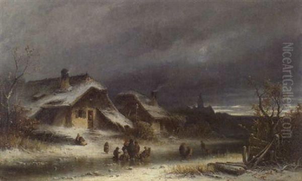 Wintervergnugen Oil Painting by Anton Doll