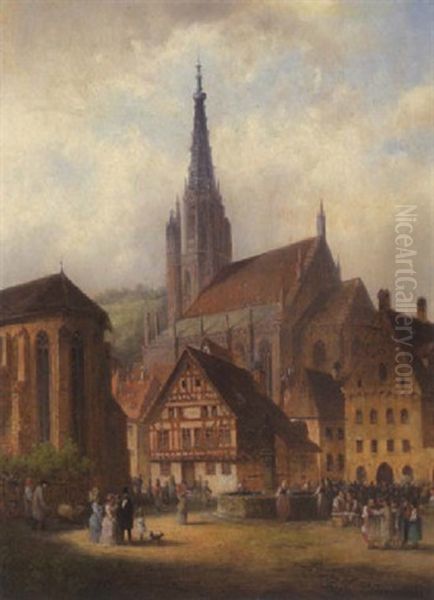 Esslingen Oil Painting by Anton Doll