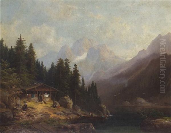 Gebirgssee Oil Painting by Anton Doll