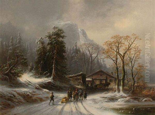 Winter Im Gebirgstal Oil Painting by Anton Doll