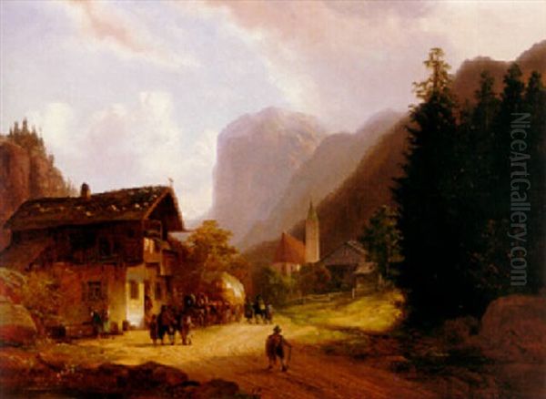 Alpine Landscape Oil Painting by Anton Doll