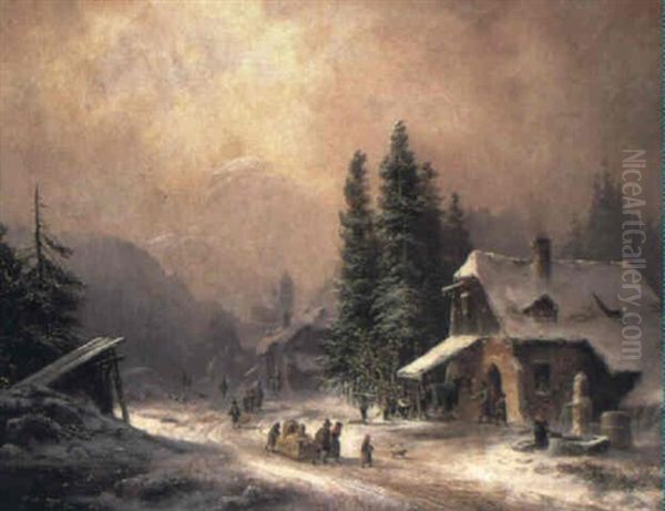 La Aldea En Invierno Oil Painting by Anton Doll