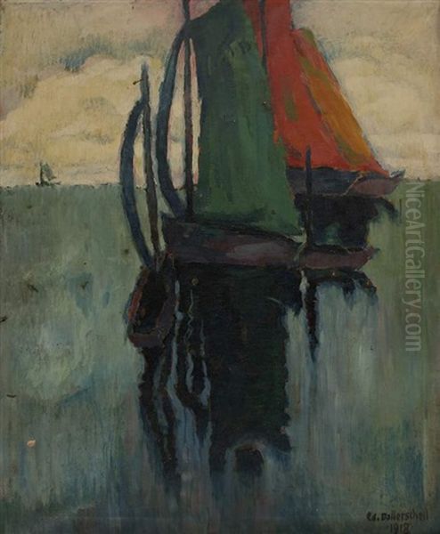 Paar Segelschiffe Oil Painting by Eduard Dollerschell