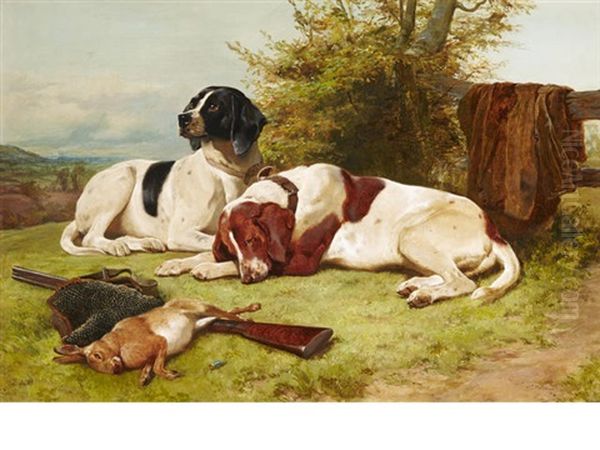 Pointers At Rest Oil Painting by John Charles Dollman