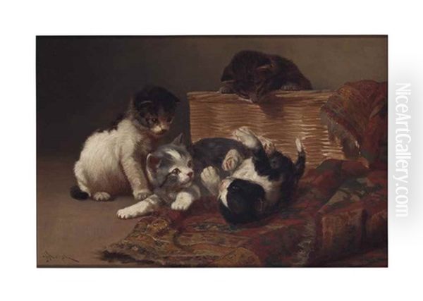 Kittens At Play Oil Painting by John Henry Dolph