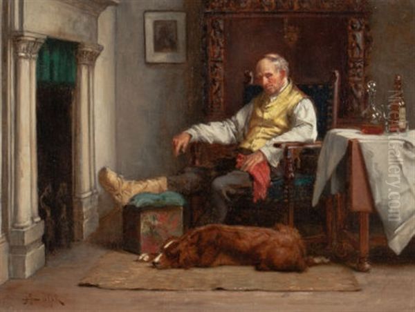 Resting By The Fireplace by John Henry Dolph