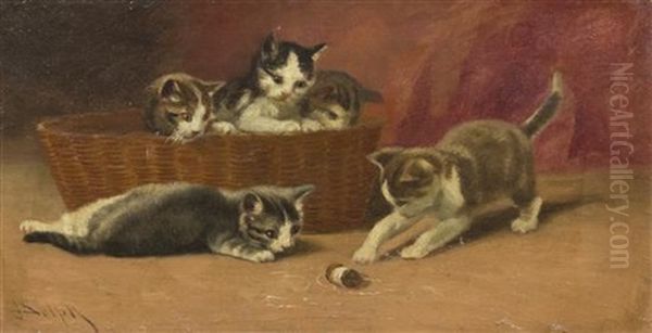 Kittens At Play Oil Painting by John Henry Dolph