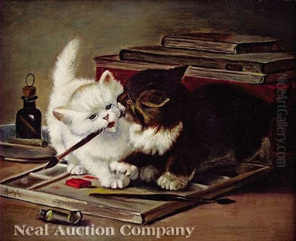 Kittens Oil Painting by John Henry Dolph