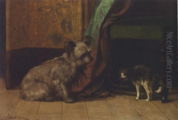 The Unsure Kitten Oil Painting by John Henry Dolph