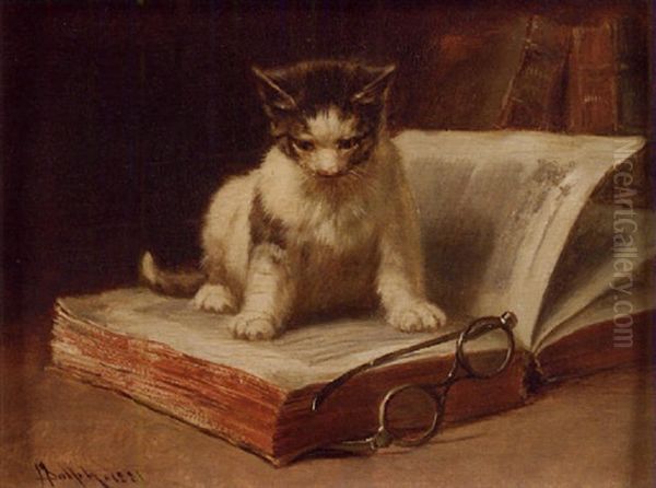 The Scholar / A Kitten On A Book Oil Painting by John Henry Dolph