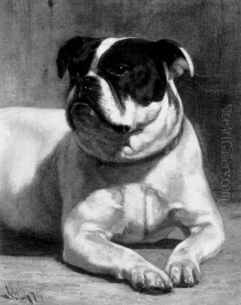 The Faithful Companion / Portrait Of A Bulldog Oil Painting by John Henry Dolph