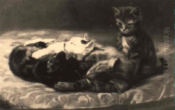 Kittens Oil Painting by John Henry Dolph