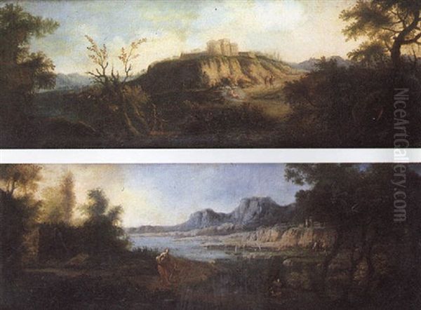 Paysage Au Lac Oil Painting by Pierre Salomon Domenchin de Chavanne