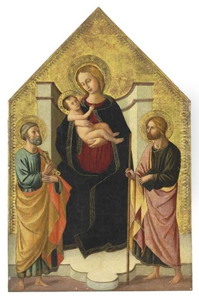 The Madonna And Child With Saints Peter And John The Baptist Oil Painting by  Domenico di Michelino