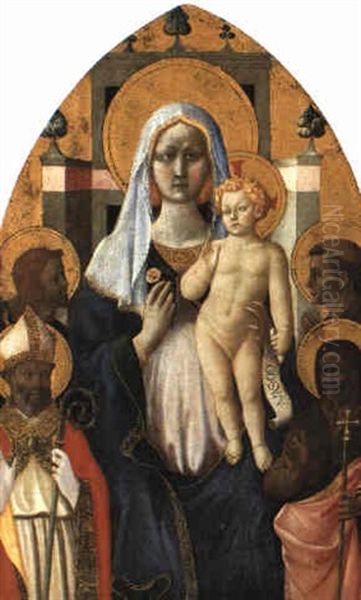 Thronende Madonna Mit Kind Und 4 Heiligen Oil Painting by  Domenico di Michelino