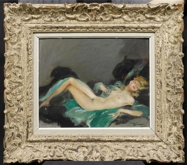 Liegender Akt Oil Painting by Gaston Domergue