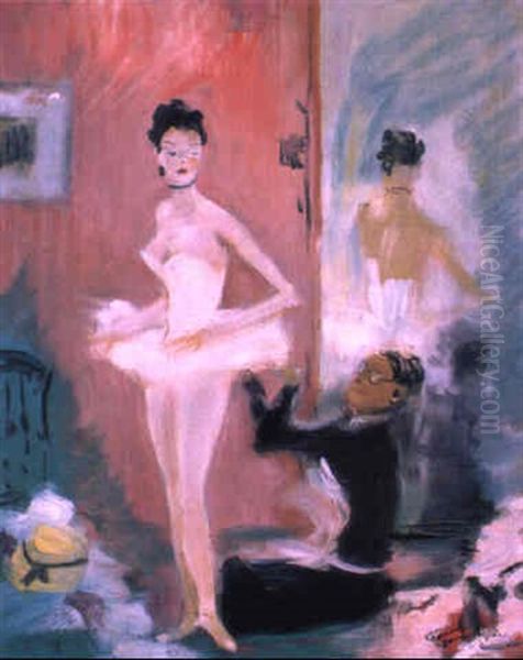 Ballerina Vor Dem Auftritt Oil Painting by Gaston Domergue