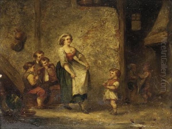 The Dance (+ In The Tavern; Pair) Oil Painting by Martin Domicent