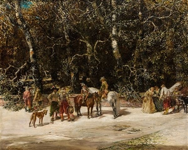 Encuentro En El Parque Oil Painting by Francisco Domingo Marques