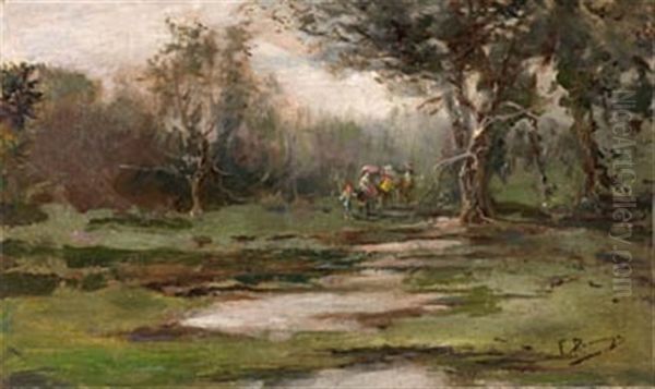 Paisaje Con Figuras Oil Painting by Francisco Domingo Marques