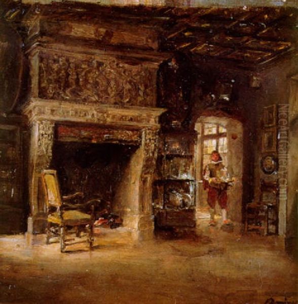 Escena De Interior Con Caballero Oil Painting by Francisco Domingo Marques