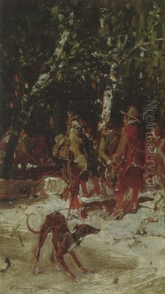 Conservations In The Park Oil Painting by Francisco Domingo Marques