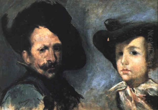 Copia De Dos Retratos De Velazquez Oil Painting by Francisco Domingo Marques