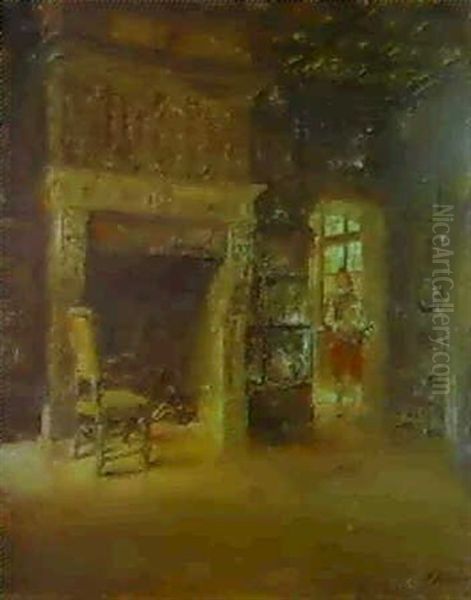 Y Entraba El Criado En La Habitacion Con Chimenea Oil Painting by Francisco Domingo Marques