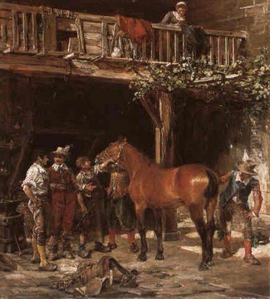 At The Blacksmith Oil Painting by Francisco Domingo Marques