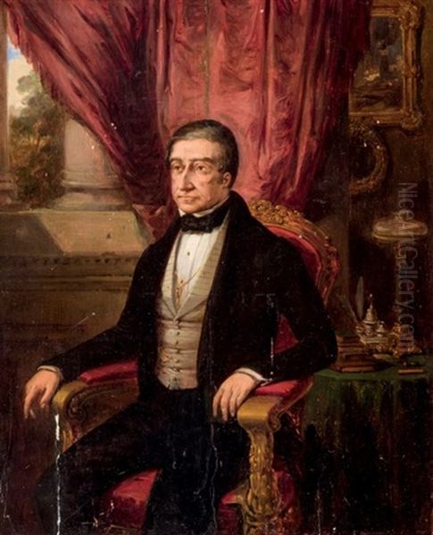 Retrato De Caballero Oil Painting by Joaquin Dominguez Becquer