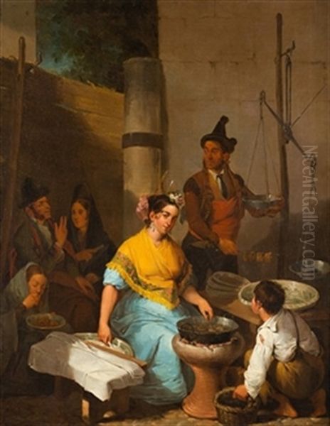 La Rosquillera Oil Painting by Joaquin Dominguez Becquer