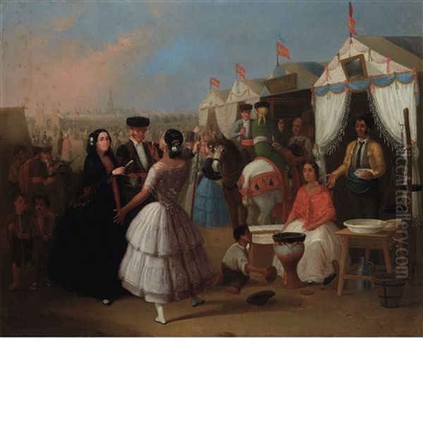 Festival In Seville Oil Painting by Joaquin Dominguez Becquer